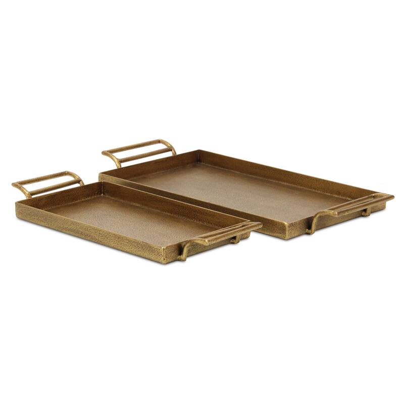 Khilov 2 Piece Gold Cast Iron Tray Set