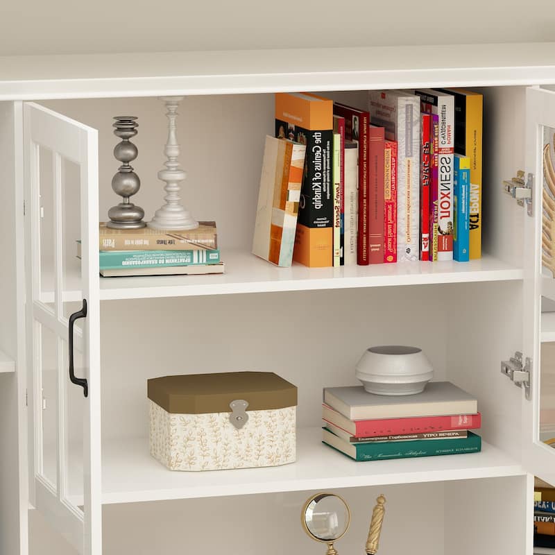 Tall Storage Cabinet Glass Doors Display Cabinet Bookcase Home Office