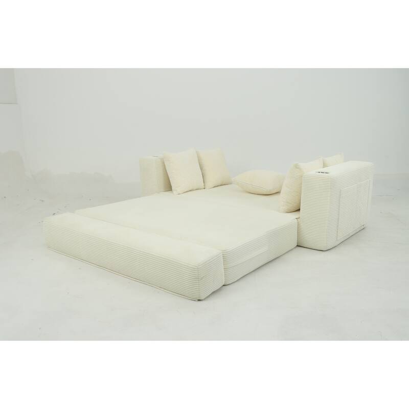 Convertible Sofa Bed, 76" Boneless Loveseat Couch 2 in 1 Foldable Floor Sofa Couch with 2 Cup Holders, Folding Sleeper Chair