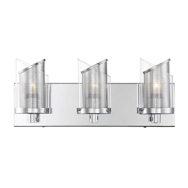 slide 2 of 9, Varaluz So Inclined 3-Light Glass and Mesh Bathroom Vanity Light
