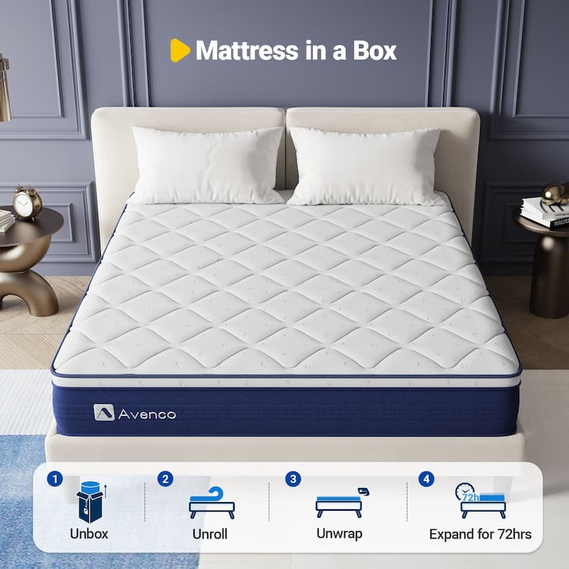 Avenco 10" Adult Supportive Pocketed Coils Memory Foam Hybrid Mattress
