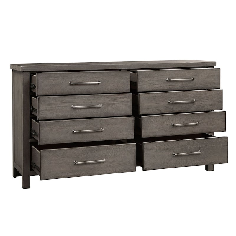 Modern Farmhouse Dusty Charcoal Distressed 8 Drawer Dresser