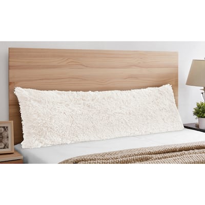 Sweet Jojo Designs Ivory Boho Faux Fur Body Pillow Case (Pillow Not Included) Bohemian Shabby Chic Farmhouse Rustic Fuzzy Luxury
