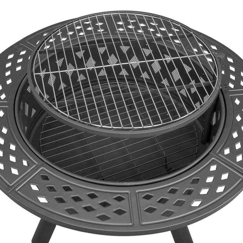 38-inch Outdoor Fire Pit Table with Cooking Grates
