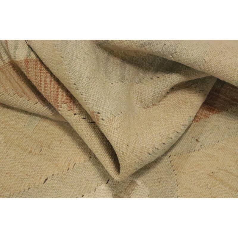 Hand Woven Oriental 100% Wool Carpet Southwestern Tribal Beige & Ivories Kilim Area Rug - 4' 10'' X 3' 3''
