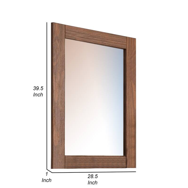 Stav Dresser Mirror, Rectangular Frame, Mahogany Brazilian Pine Wood - Mahogany Brown