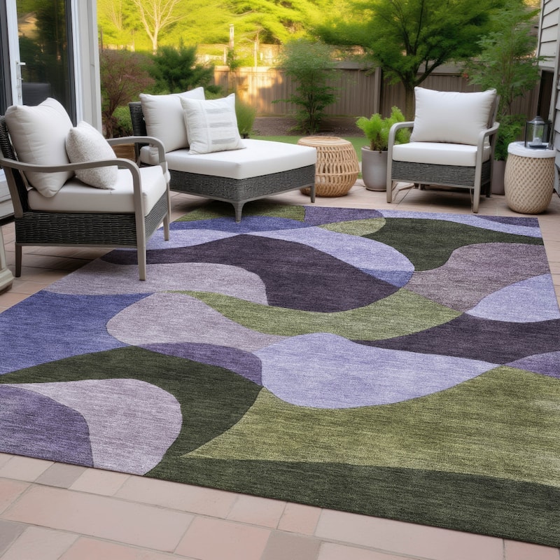 Machine Washable Indoor/Outdoor Modern Century Chantille Rug