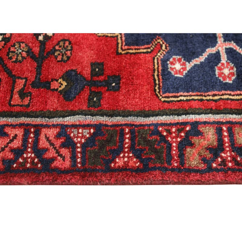 Fine Vintage Distressed Hilda Red/Navy Runner - 2'9" x 10'3"