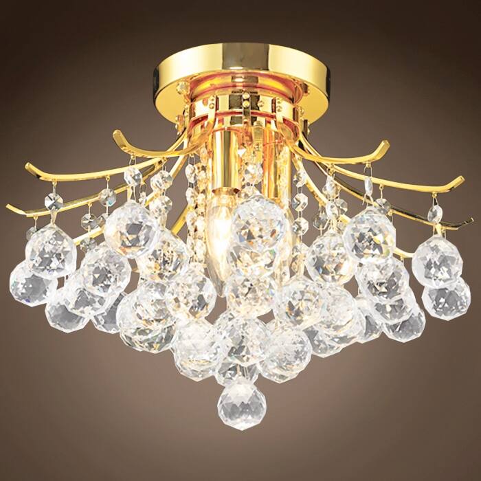 Contour 3 Light 16" Gold Flush Mount With Clear Swarovski Crystals - 12.00