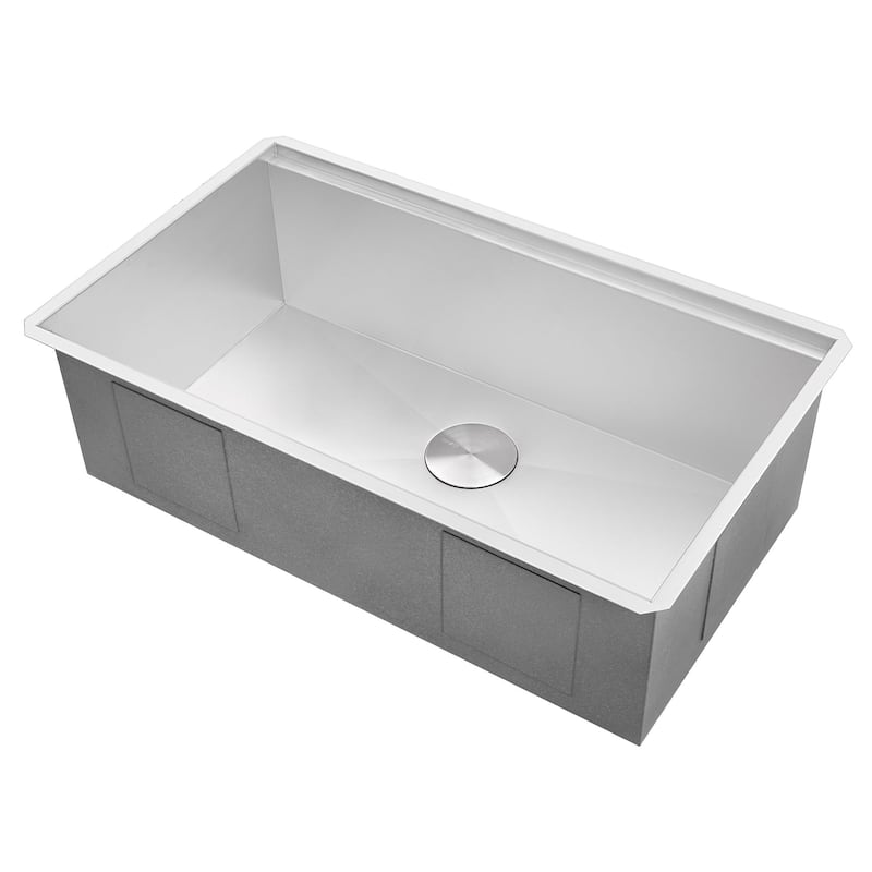 Ruvati 32-inch Workstation Ledge Undermount 16 Gauge Stainless Steel Kitchen Sink Single Bowl - RVH8300 - 30-1/2″ x 16″