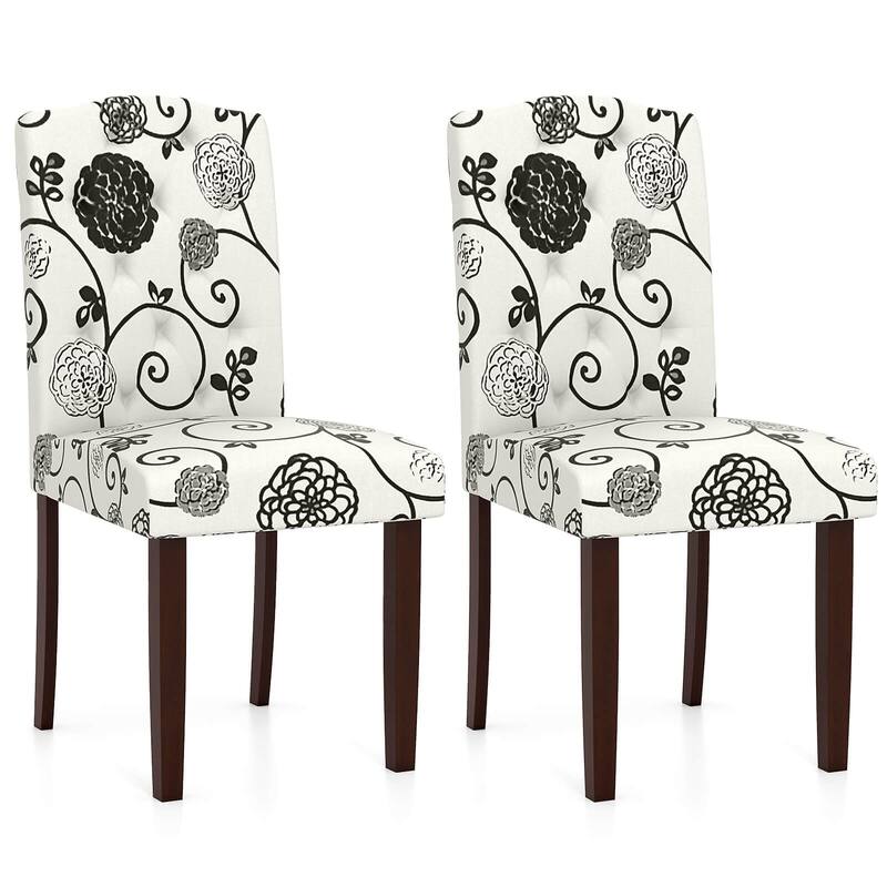 Costway Wooden Dining Chair Set of 2 with Rubber Wood Legs Padded Seat - See Details - Beige