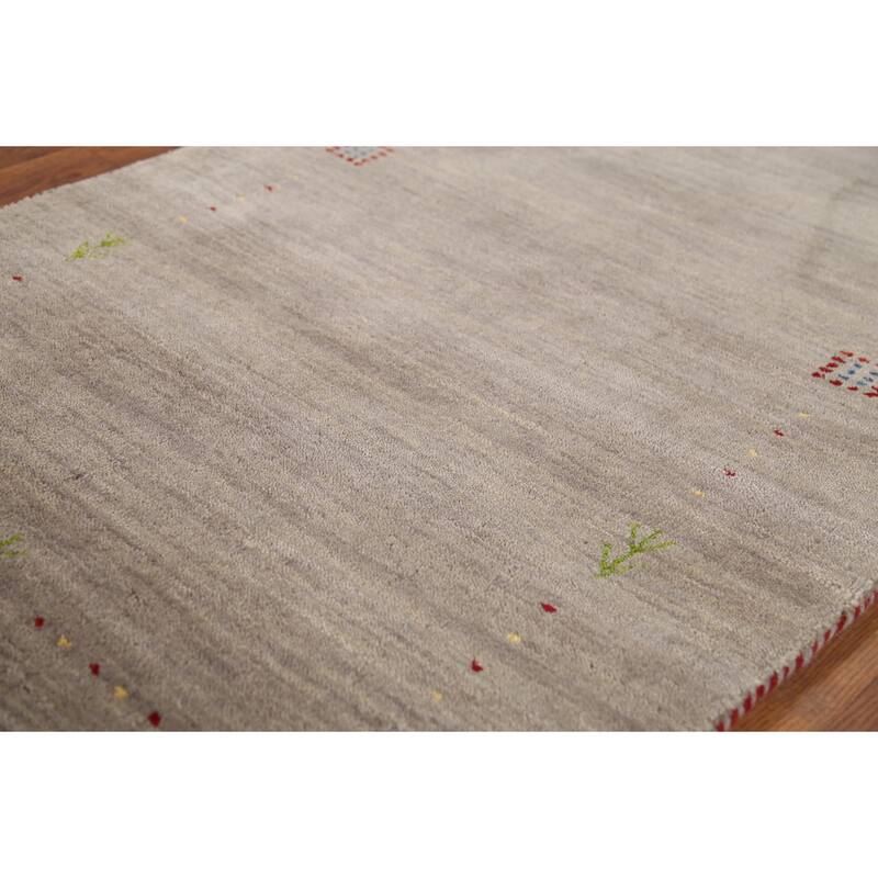 Gabbeh Indian Accent Rug Handmade Beige Tribal Wool Carpet - 2'7"x 4'9"