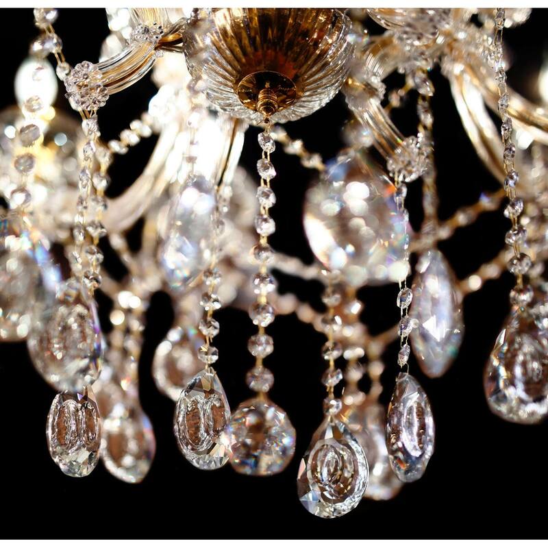 Maria Theresa 35in Wide Gold 15 Light Crystal Chandelier