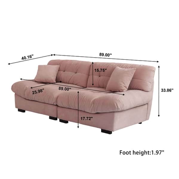dimension image slide 1 of 3, 89" Tufted Sofa Cloud Shaped Couch