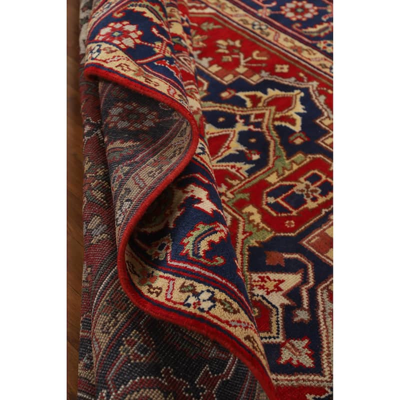 Hand Knotted Oriental 100% Wool Carpet Traditional Medallion Red Heriz (serapi) Area Rug - 9' 11'' X 7' 11''