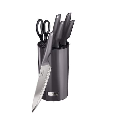 Berlinger Haus 7-Piece Knife Set with Stainless Steel Stand Carbon
