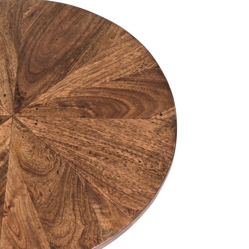 Trevo Round Solid Wood Side Table with Pedestal Base by East at Main