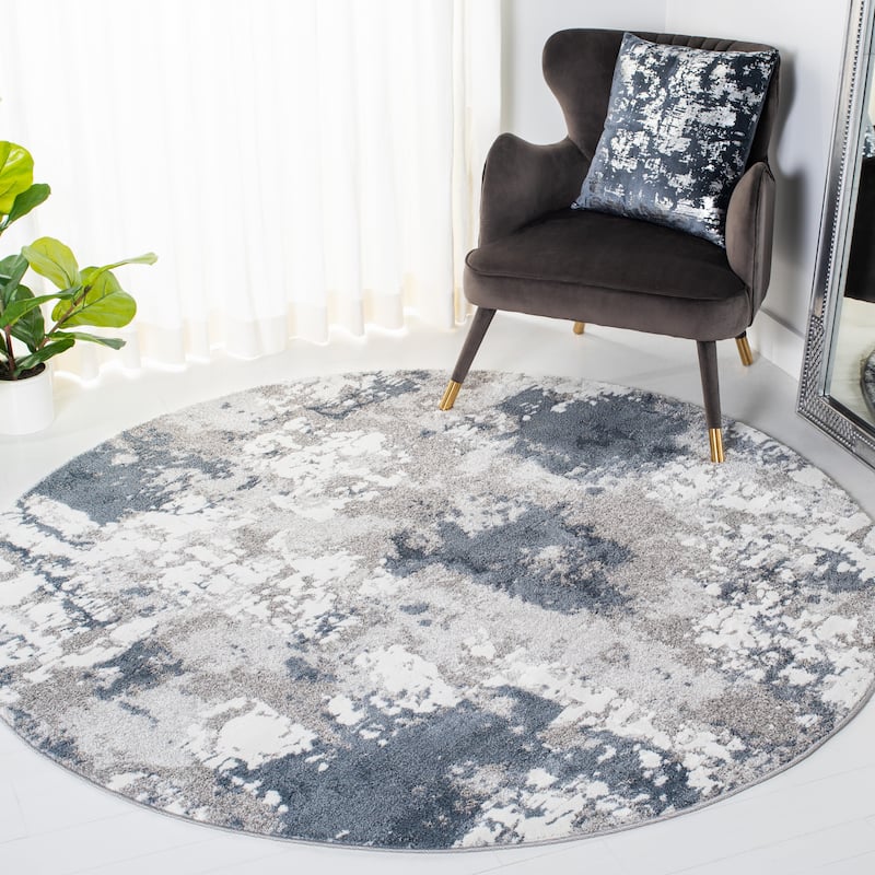 SAFAVIEH Century Trix Modern Abstract Rug - 6'7" Round - Grey/Blue - Round