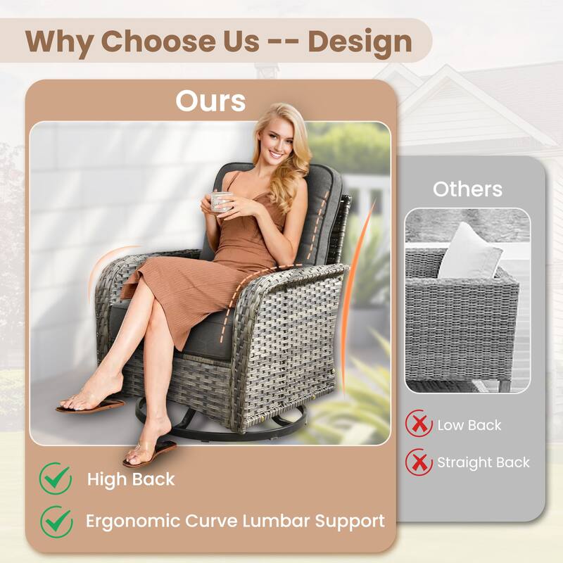 XIZZI 7-Piece Patio Wicker Furniture Conversation Swivel Chairs Set