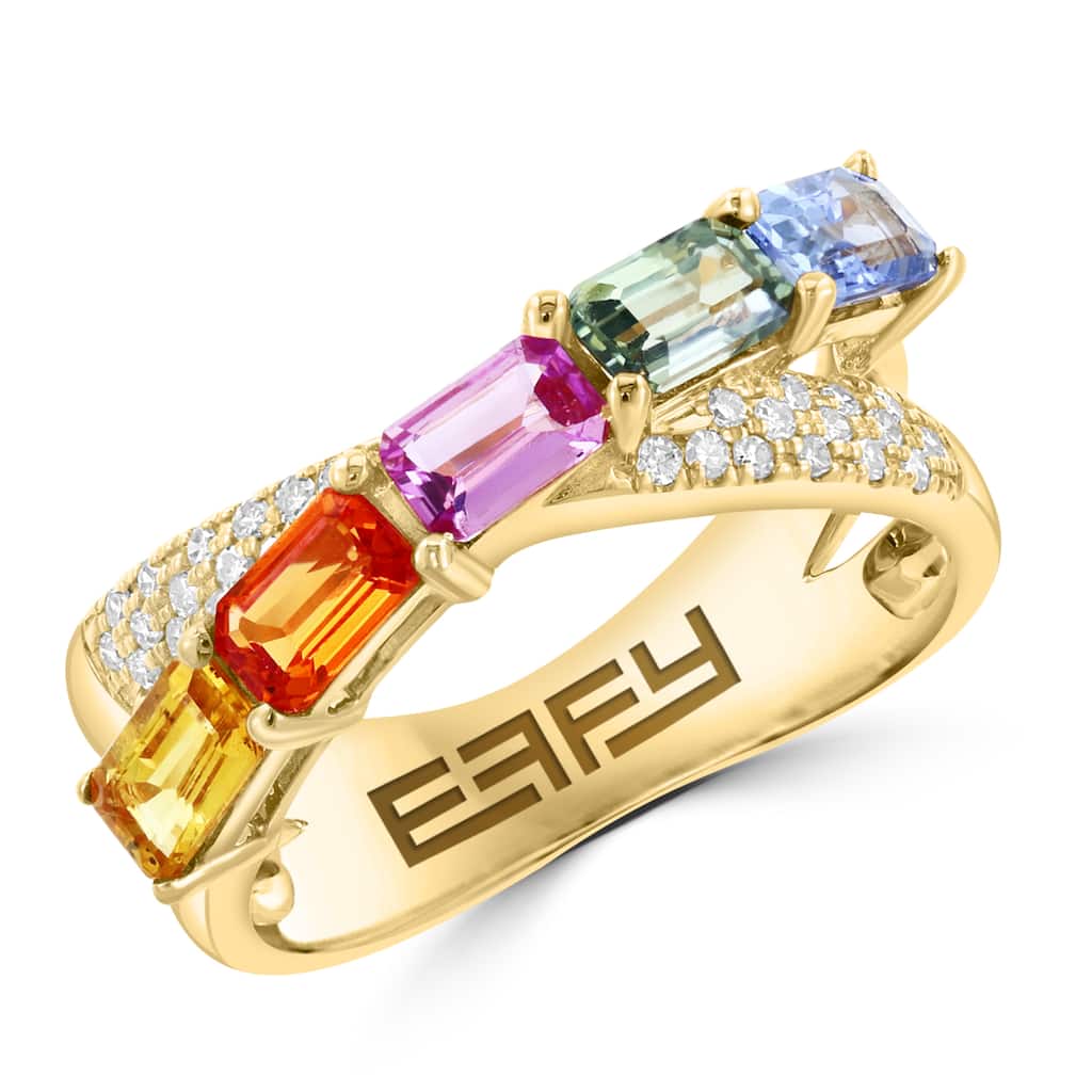 EFFY 14K Gold Diamond Multi Sapphire Ring