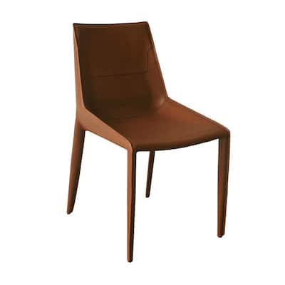Brown/Brown Faux Leather Upholstered Wood Frame Dining Chair, Set of 2, Sturdy Dining Chair for Dining Rooms - 21.75