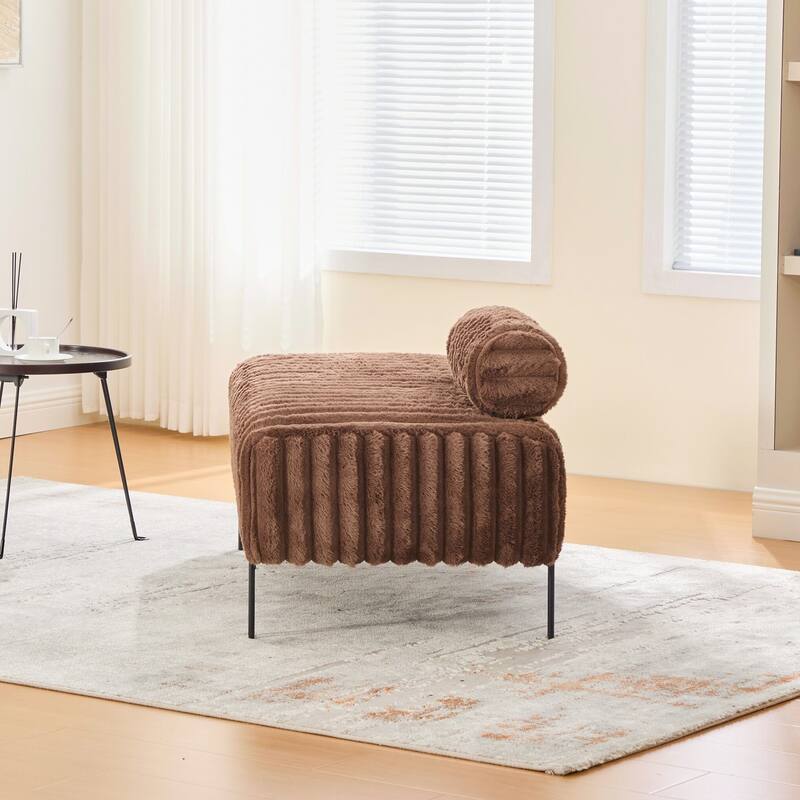 End of Bed Bench Window Ottoman Footrest with Adjustable Back for Living Room Bedroom Entryway Hallway Small Space