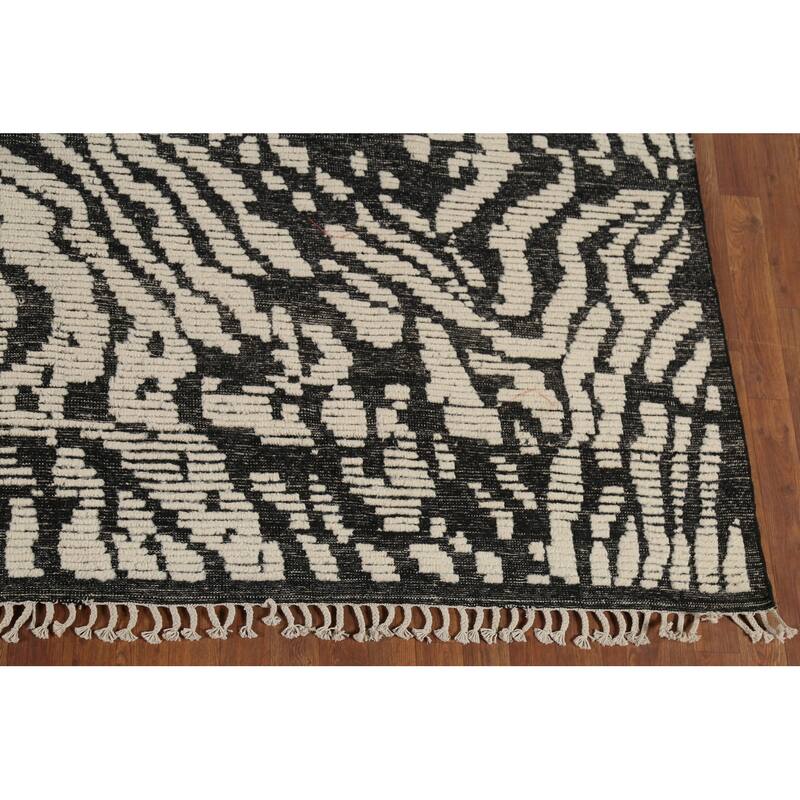 All-Over Abstract Moroccan Area Rug Handmade Wool Carpet - 9'1"x 12'0"