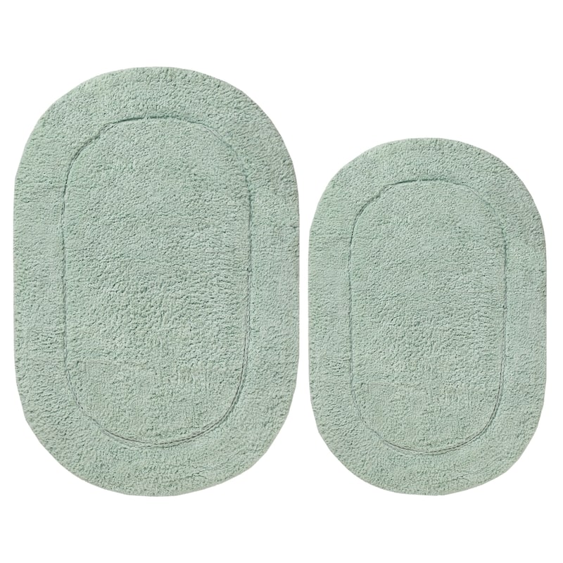 Superior Cotton Non-slip Oval Bath Rug - (Set of 2)
