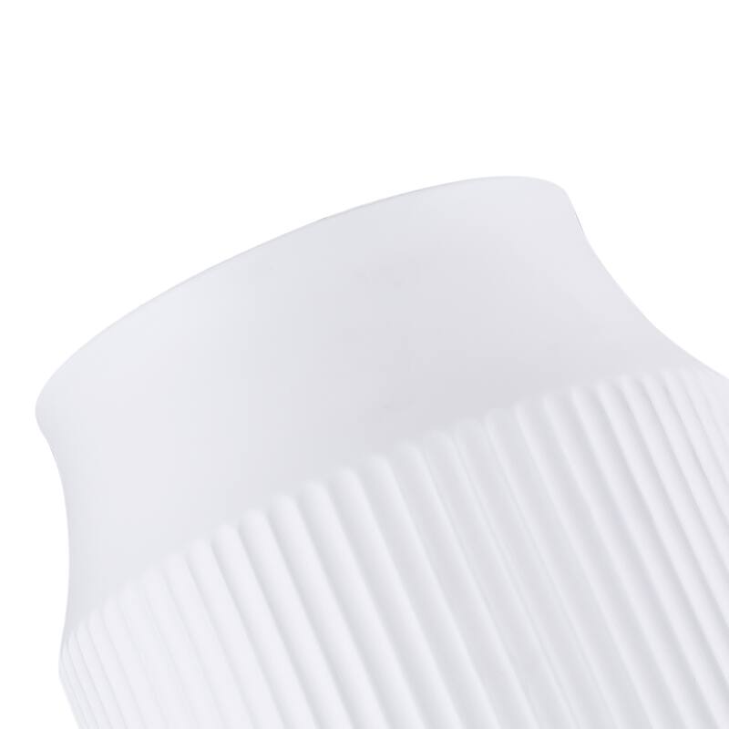 1-Light Matte White Flush Mount Ceiling Light with Ceramic Drum Shade - Dia.9.45-in