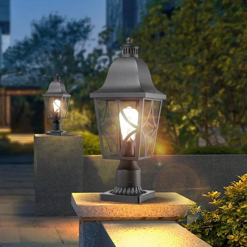 Outdoor Post Light Fixture - Waterproof Aluminum & Glass Lamp for Patio, Garden, Deck, Fence, or Pathway (1 Pack)