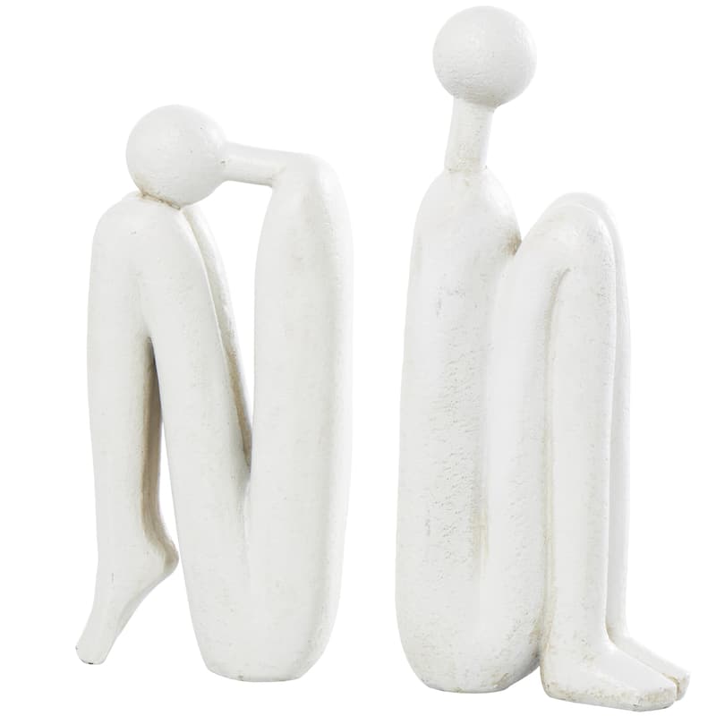Polystone People Decorative Bookends - Set of 2 White or Bronze - Roche River Decor