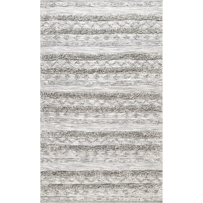 Nuloom Grey Southwestern Raised Tribal Band Area Rug