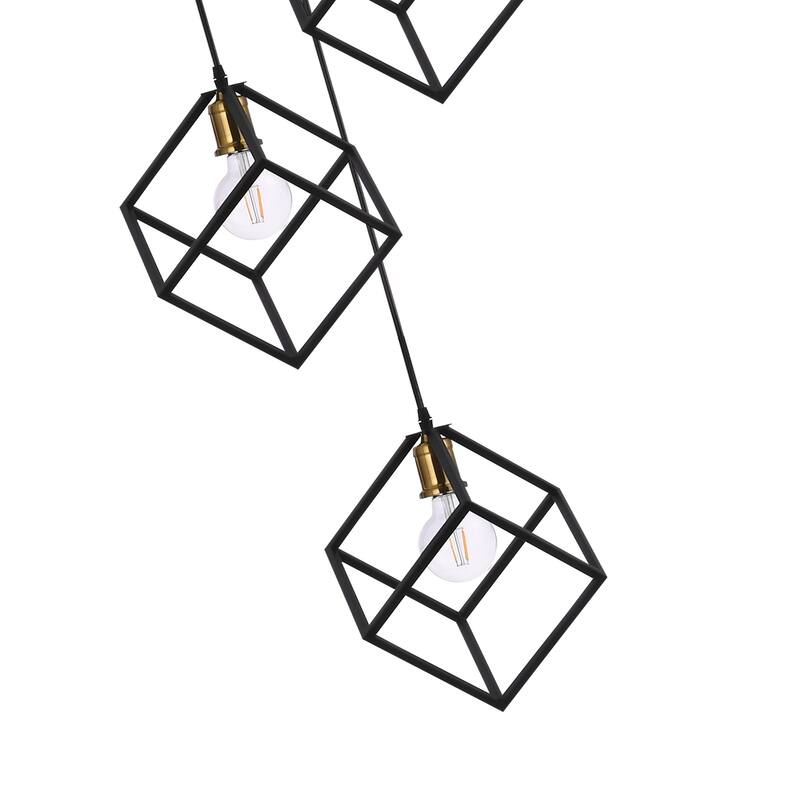 7 - Light Cluster Geometric Staircase Pendant, Adjustable Height Stairway Chandelier