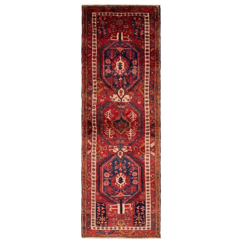 ECARPETGALLERY Hand-knotted Sarabi Red Wool Rug - 3'7 x 11'0 - Red - 3'7 x 11'0