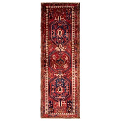 ECARPETGALLERY Hand-knotted Sarabi Red Wool Rug - 3'7 x 11'0