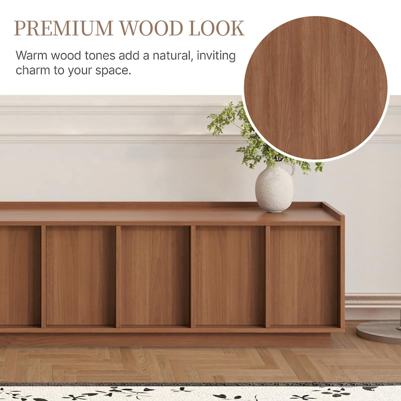78.74" Modern TV Stands with Brown Wood Grain,Mid Century Media Console With 4 Cabinets