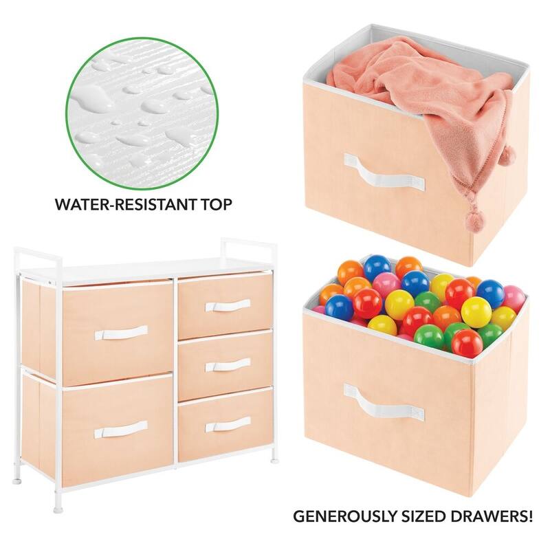 mDesign Wide Dresser Storage Tower Organizer Unit, 5 Drawers