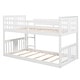 preview thumbnail 6 of 10, White Twin over Twin Solid Wood Bunk Bed with Ladder and Fence for Kids