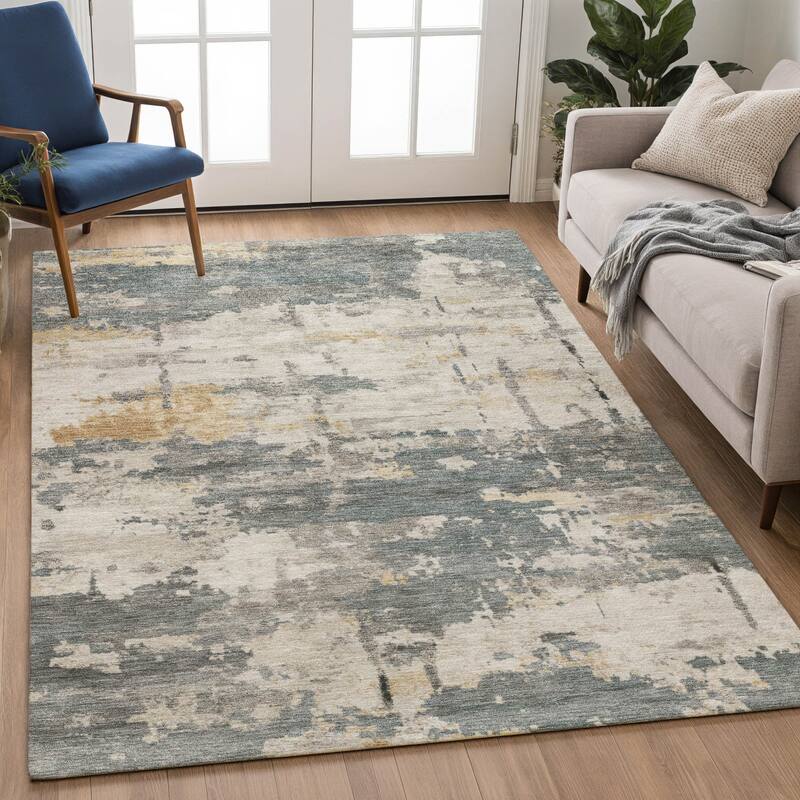 Machine Washable Indoor/ Outdoor Crouppen Modern Chantille Rug