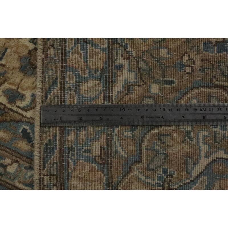 Hand Knotted Oriental 100% Wool Carpet Traditional Floral Brown Kerman Area Rug - 12' 11'' X 9' 7''