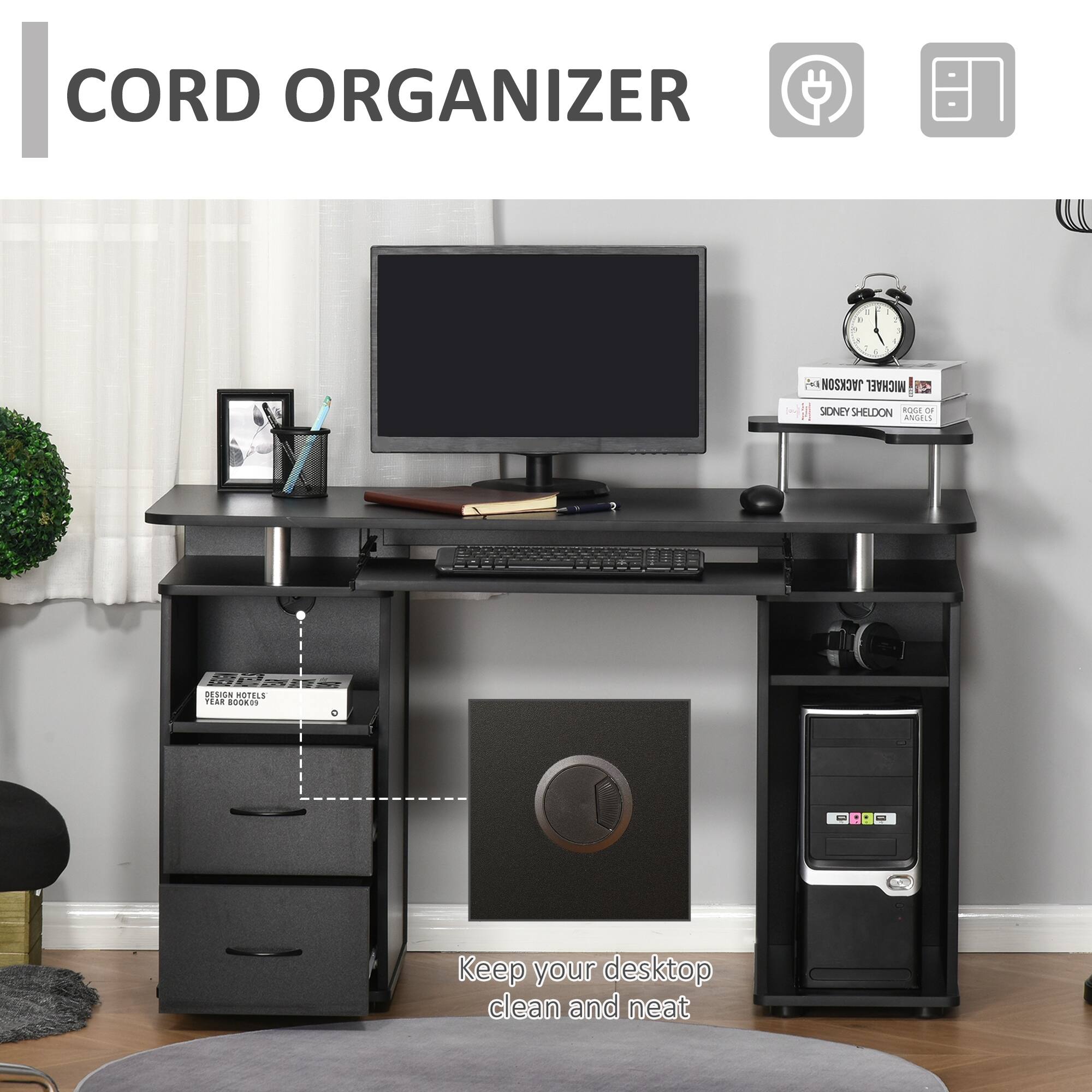 Computer Office Desk Workstation with Keyboard Tray, CPU Shelf