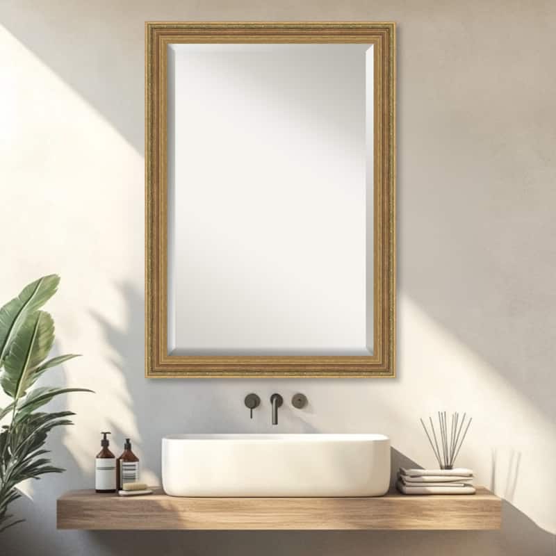 Elliot Gold Beveled Framed Bathroom Vanity Wall Mirror - Elliot Gold
