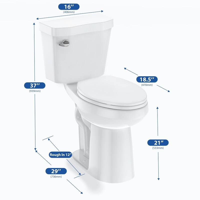21"Toilet, Elongated Toilets for Bathrooms - Two-Piece Toilet