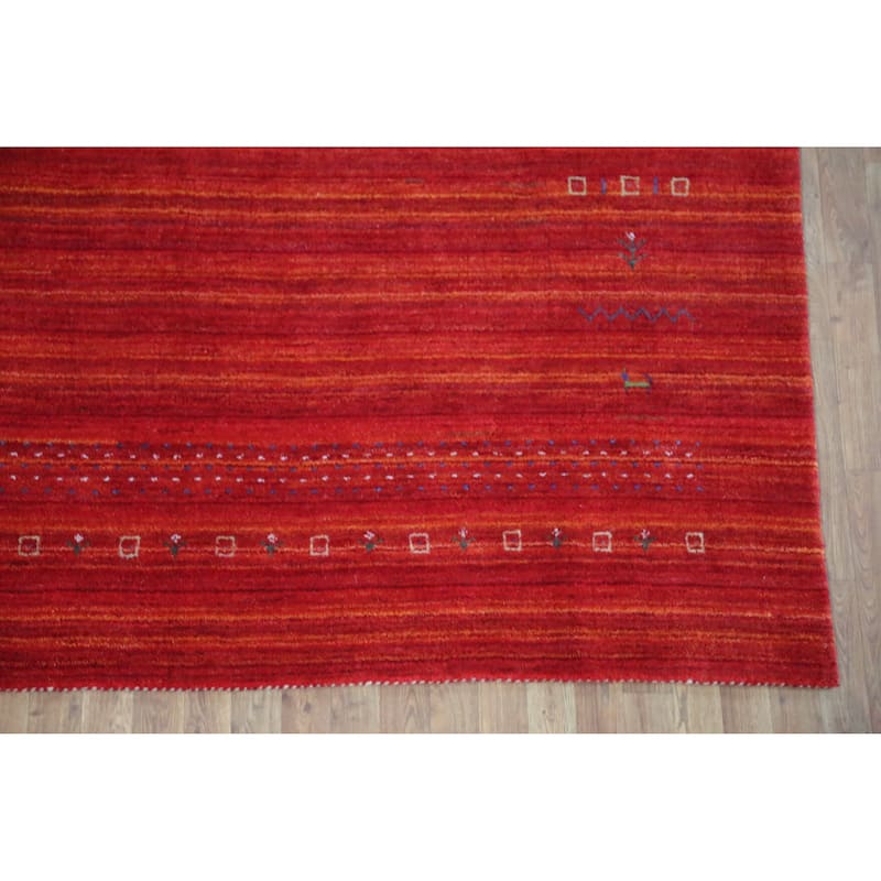 Tribal Gabbeh Indian Area Rug Hand-Knotted Modern Wool Carpet - 8'0" x 9'5"