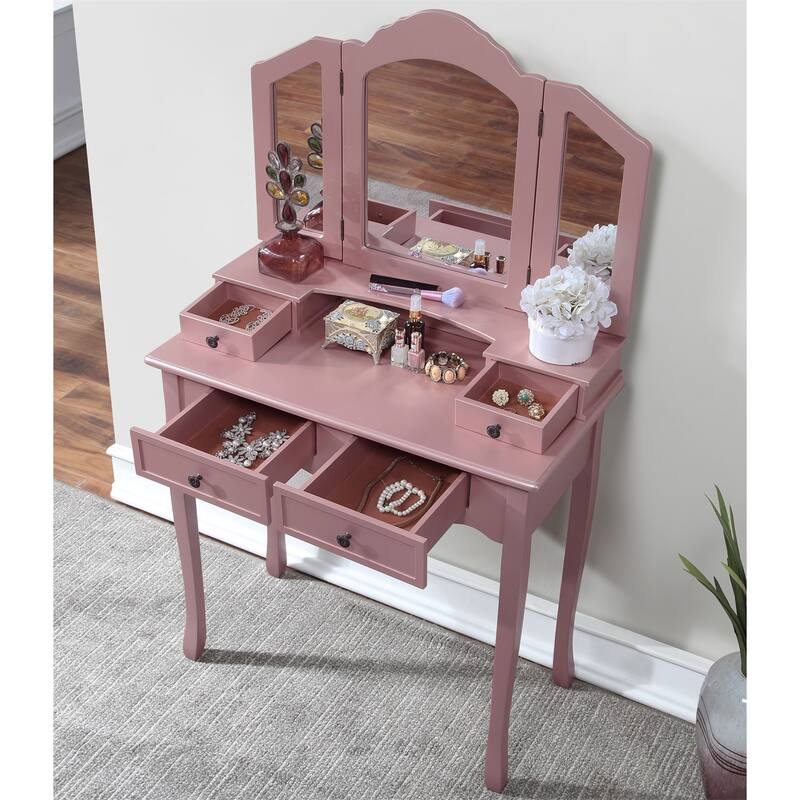 Wooden Vanity Make Up Table and Stool Set