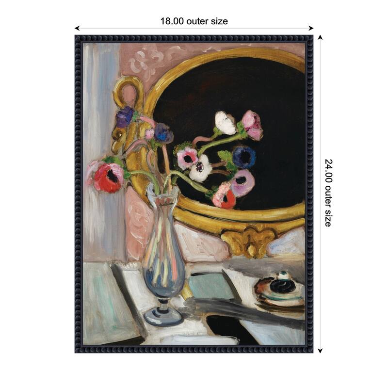 Kate and Laurel Anemones au miroir noir 1919 Henti Matisse by Nostalgia Prints Framed Canvas Wall Art Print