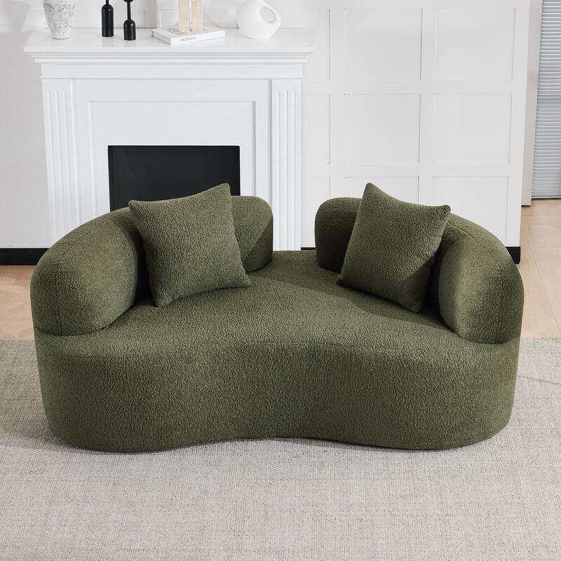 Anmytek Curved Loveseat Sofa 66.93 Inch No-Assembly Teddy Velvet Compact