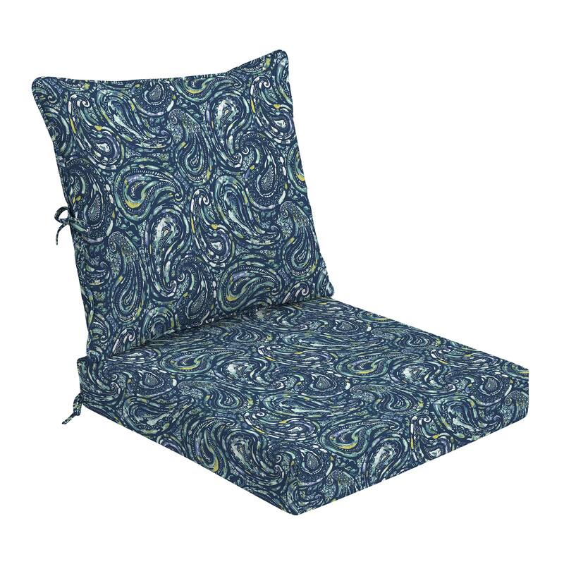 ARDEN Foam Outdoor Deep Seat Cushion Set, 24 x 24 - Sapphire Blue Ridge Paisley
