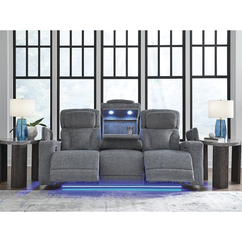 Signature Design by Ashley Forest Lake Gray Power Reclining Sofa - 87"W x 40"D x 42"H