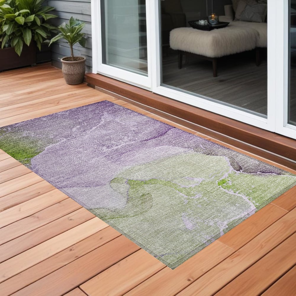Almisi Contemporary Abstract Weather Resistant Blended Style Outdoor Rug
